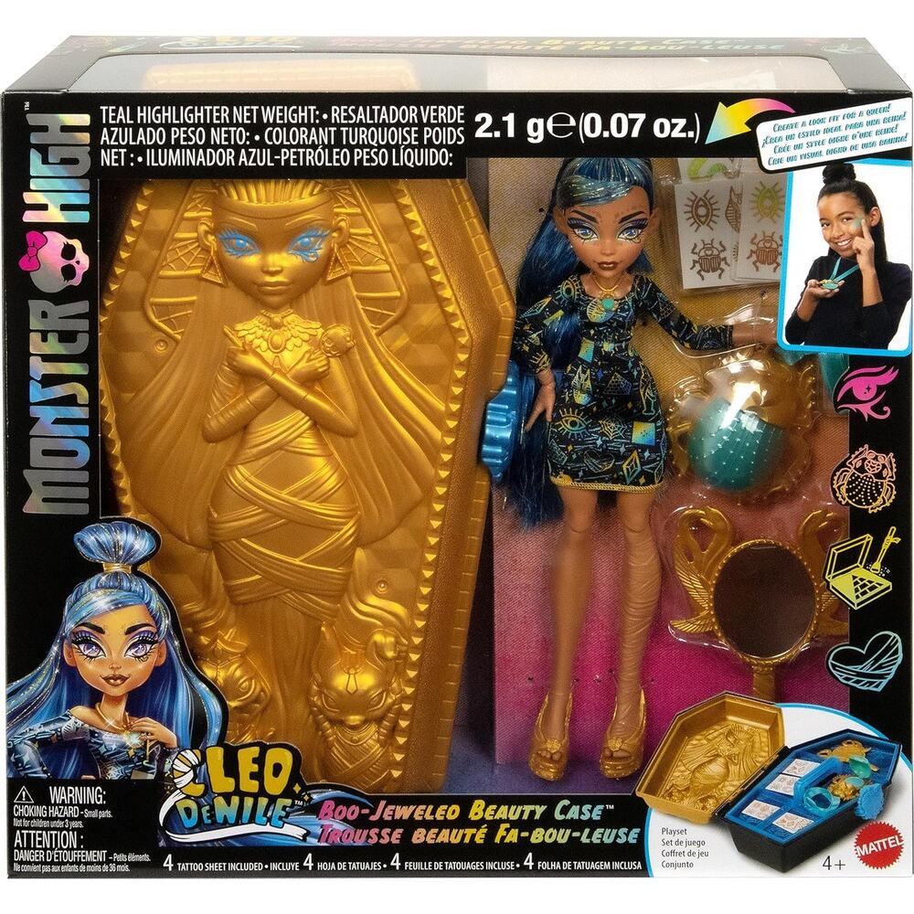 Monster High Doll & Accessories, Cleo De Nile Golden Glam Case Beauty Kit NWT